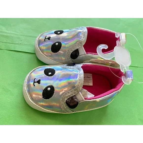 NWT Baby Girl First Steps Baby Soft Walking Slip-On Shoes Size 6-9 Months Panda - Picture 4 of 6